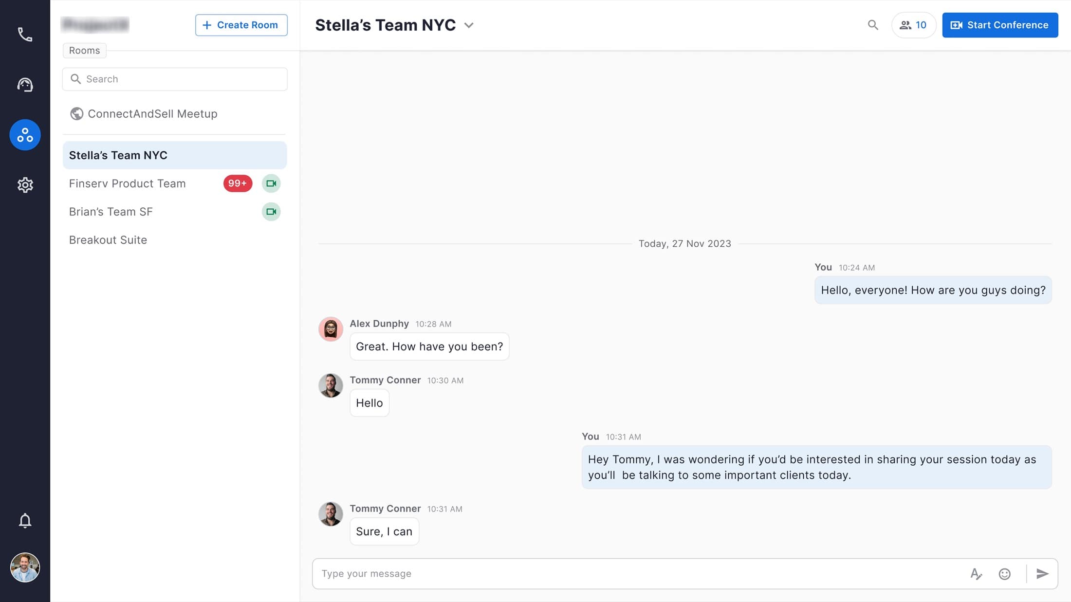 Integrated chat inside team rooms, collaboration, DMs, and call sharing now live in one surface instead of three separate tools.